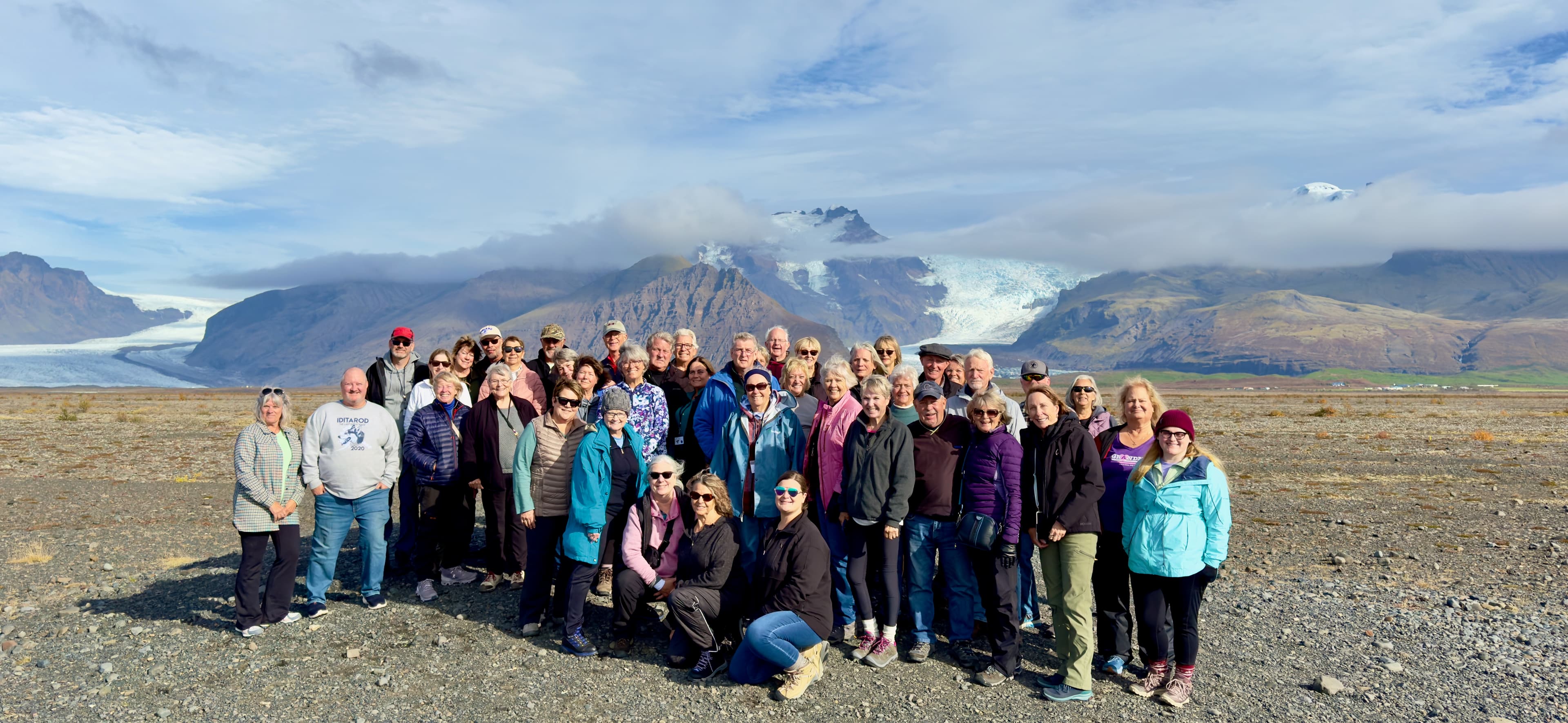 An adult group traveling together in Iceland