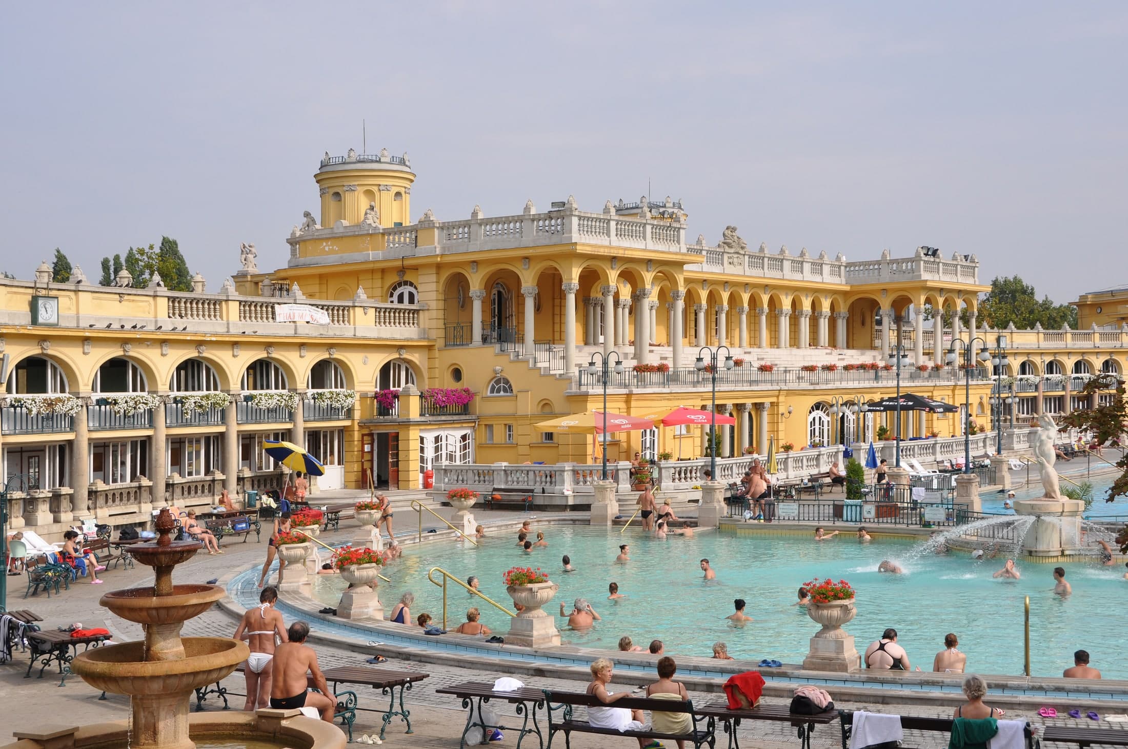 The outdoor pools at Széchenyi Baths