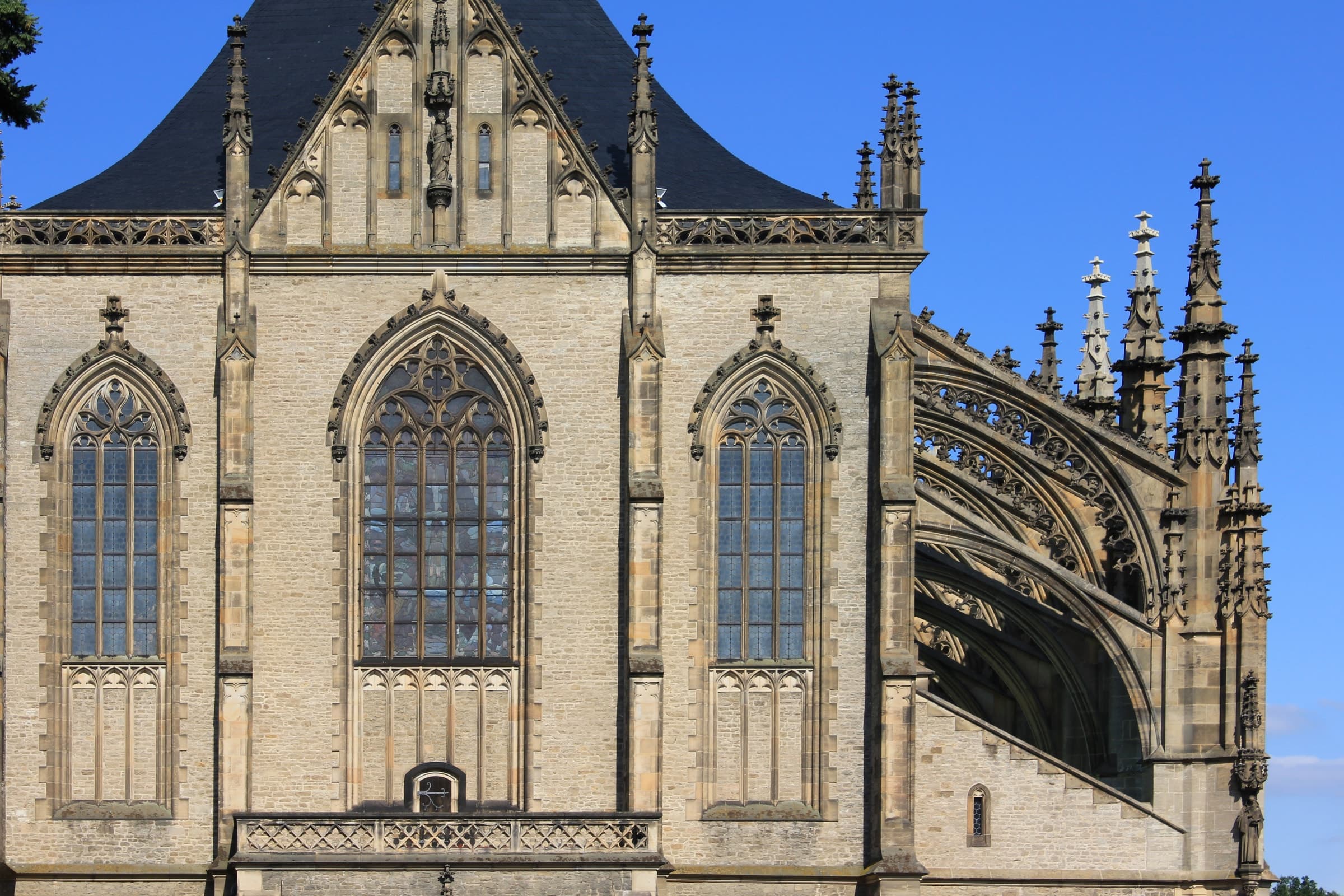 Gothic stonework at St. Barbara’s Cathedral in Kutná Hora