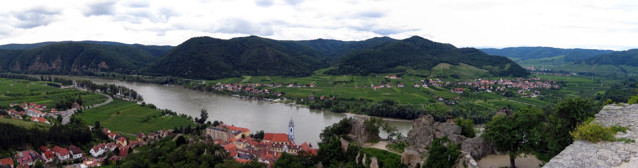 Dürnstein and the Danube seen from the castle ruins