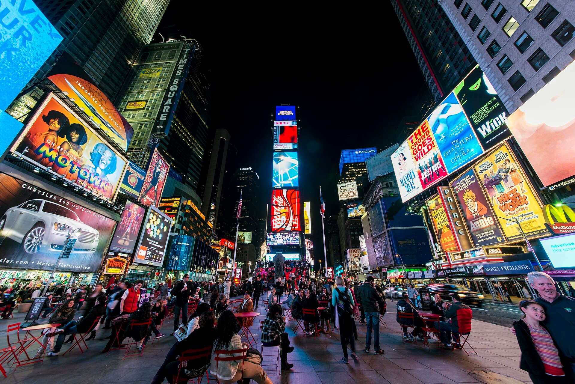 Times Square illuminated at night